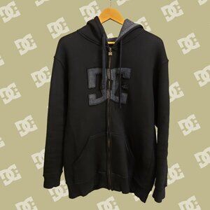 DC Shoes Vintage Men's Full Zip Fleece Lined Hoodie (Black, M) Y2K